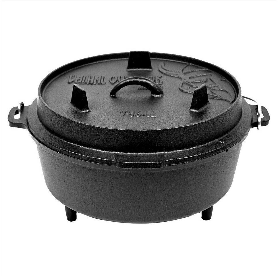 Bild von Valhal Outdoor - Dutch Oven - Gusseisen topf 6.1L - Schwarz - Mit Thermometeraussparung