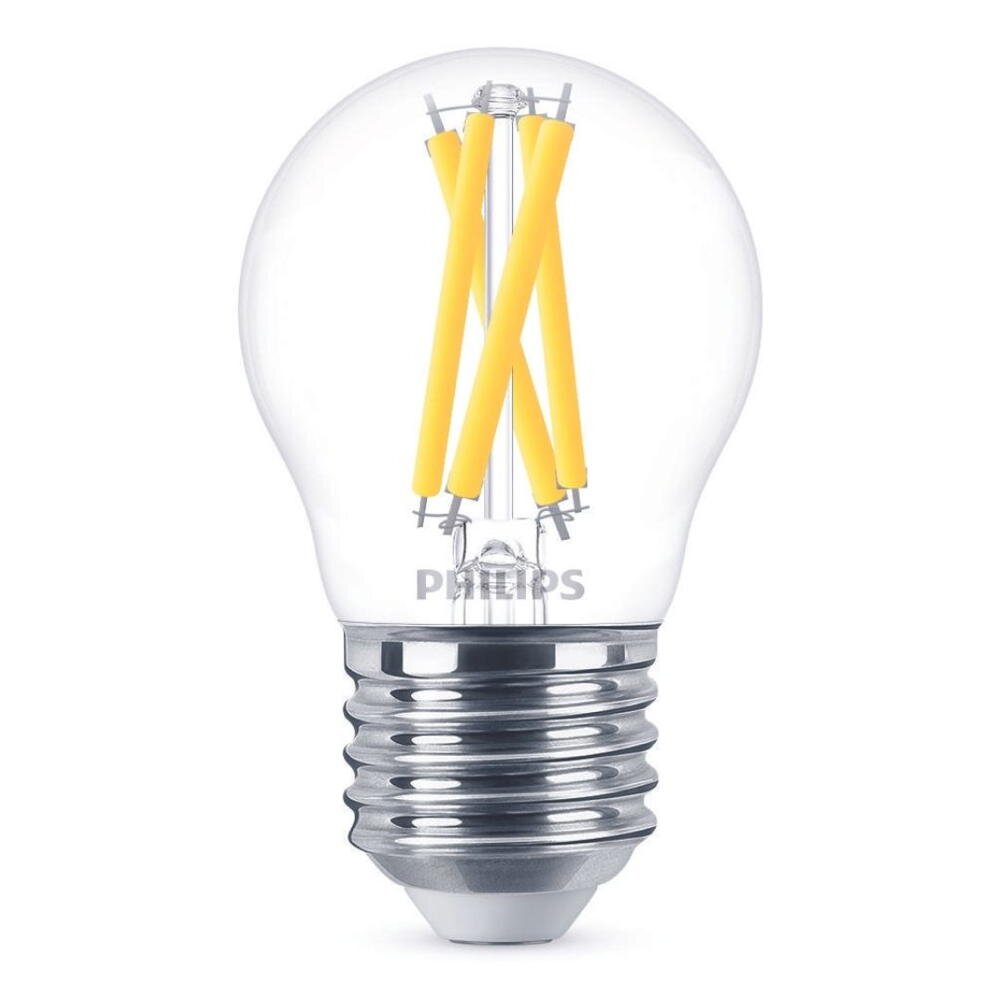Bild von Philips LED Lampe ersetzt 60W, E27 Tropfenform P45, klar, warmweiß, 810 Lumen, dimmbar, 1er Pack transparent