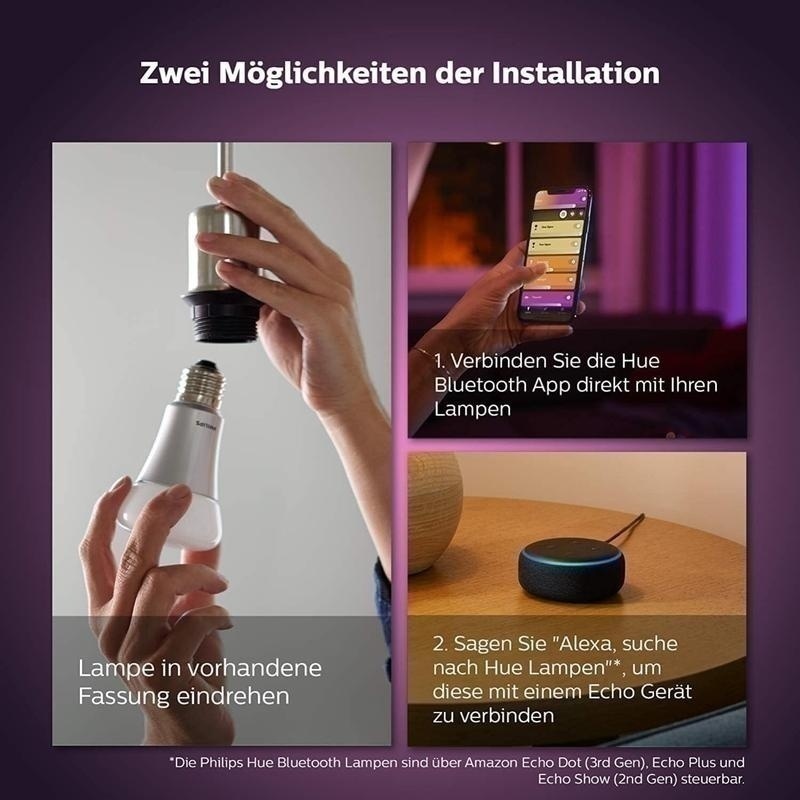 Bild von Philips Hue Bluetooth White & Color Ambiance LED E27 60W 570lm Doppelpack