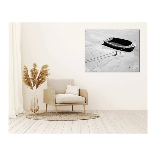 Bild von ANY IMAGE Kunstdruck »Das Boot am Strand«, mehrfarbig, Alu-Dibond - bunt
