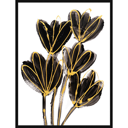 Bild von ANY IMAGE Digitaldruck »Schwarze Blumen«, Rahmen: Buchenholz, Schwarz