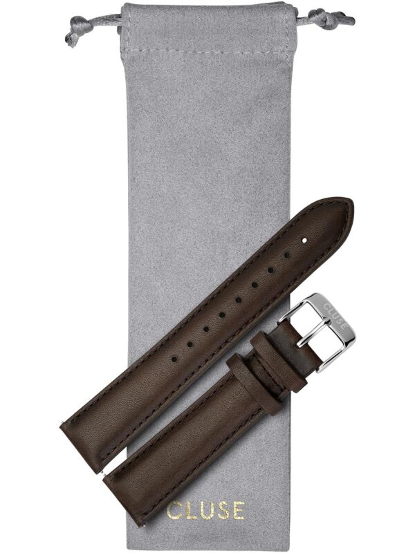Bild von Strap 20 mm Leather, Dark Brown/ Silver
