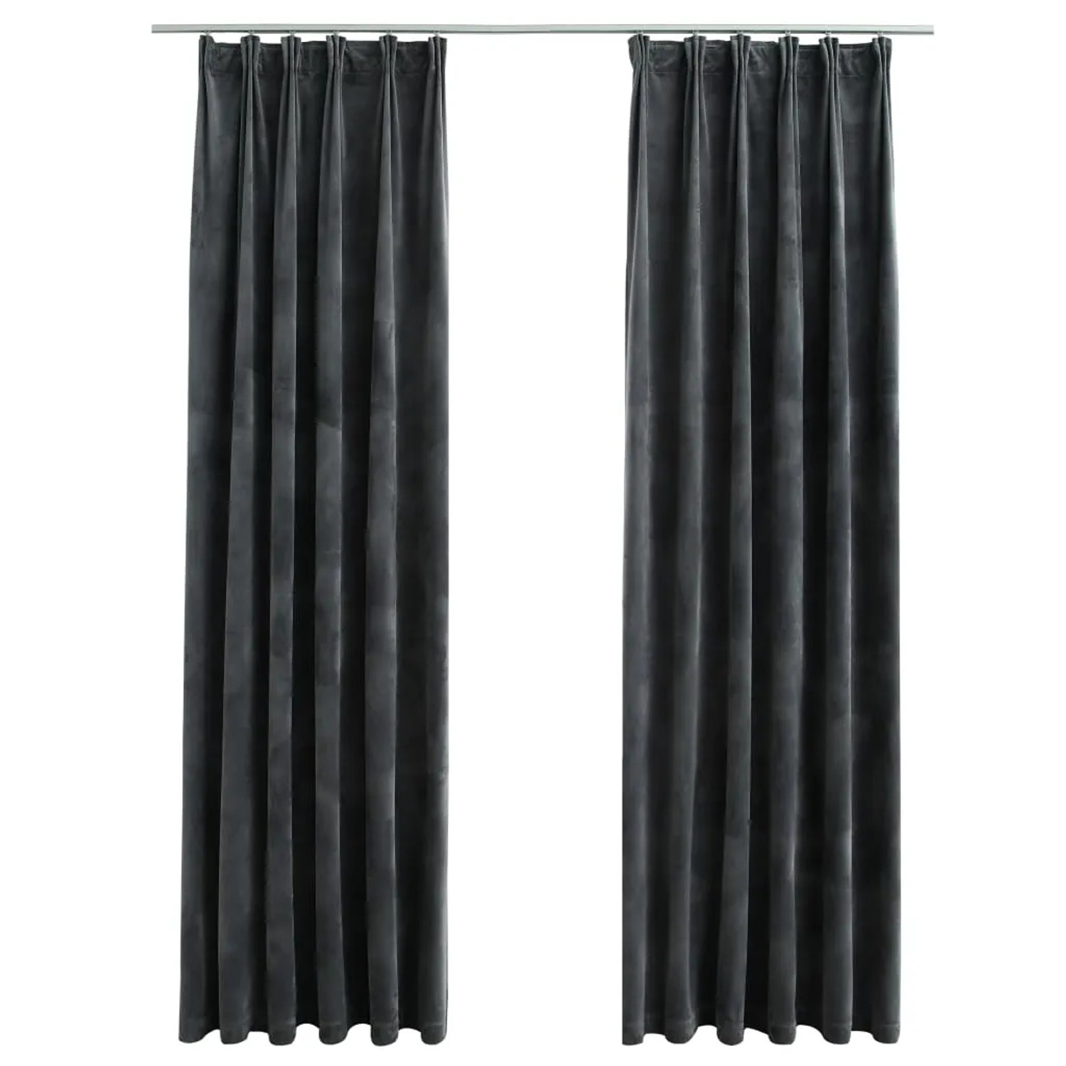 Bild von Verdunkelungsvorhänge mit Haken 2 Stk. Samt Anthrazit 140x225cm Vidaxl