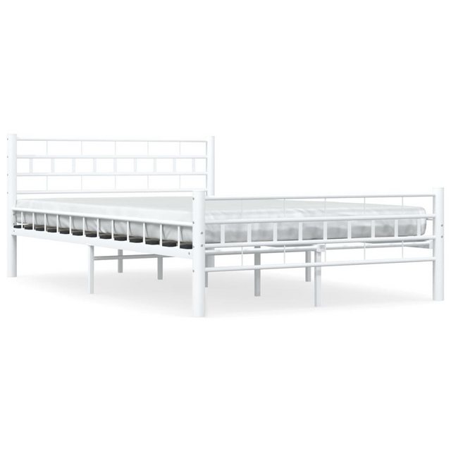 Bild von vidaXL Bettgestell Doppelbett Bett Metallbett Bettrahmen Lattenrost Schlafzimmerbett Schlafzimmermöbel Ehebett Weiß Metall 140x200cm