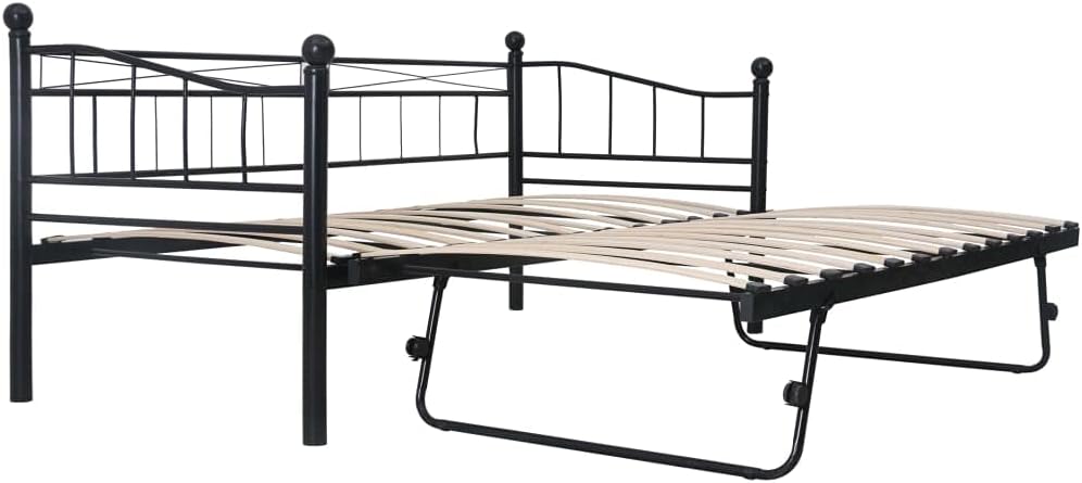 Bild von vidaXL Bettgestell Bettgestell Schwarz Stahl 18020090200 cm Bett Bettrahmen Bettgestell