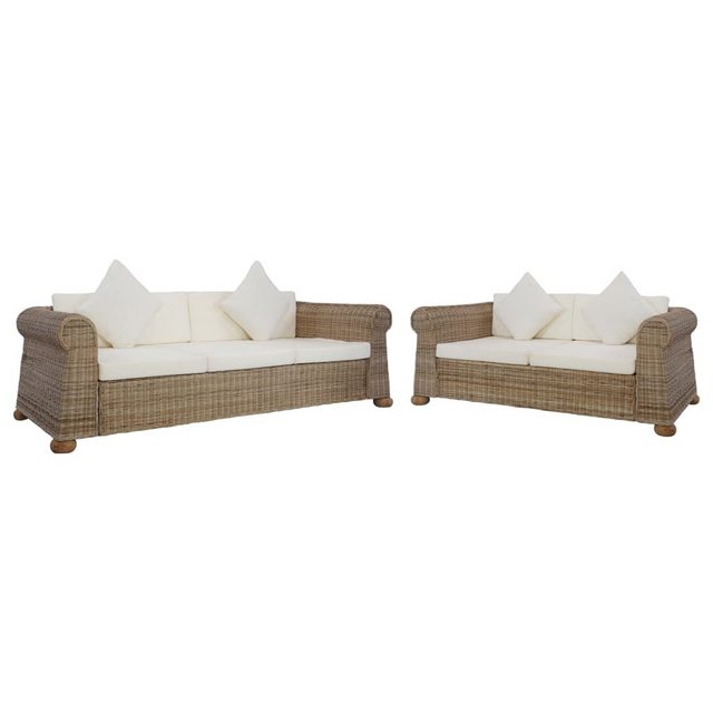 Bild von vidaXL 2-tlg. Sofagarnitur mit Kissen Natur Rattan (278602)