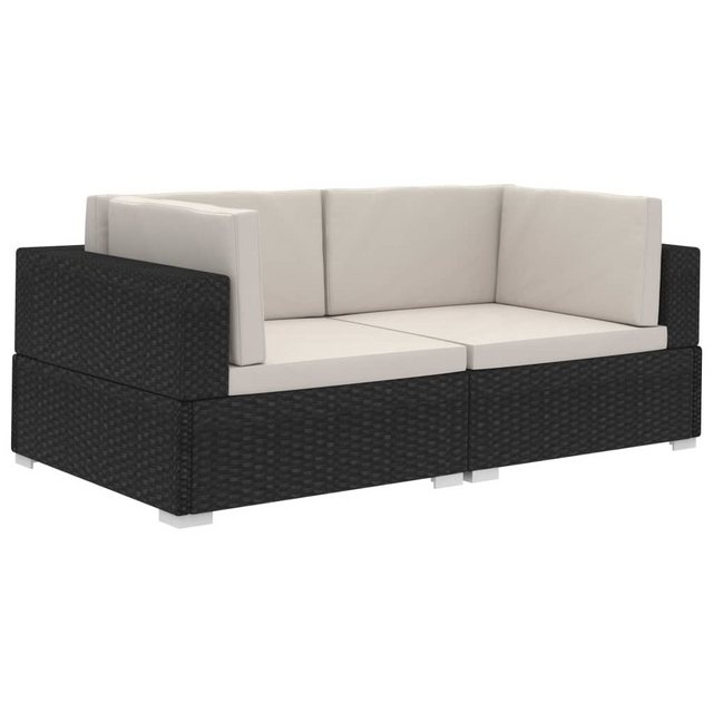 Bild von vidaXL Ecksofas 2 Stk. mit Auflagen Poly Rattan Schwarz (47260)
