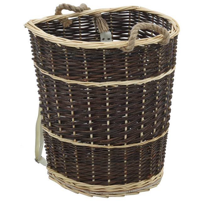 Bild von vidaXL Kaminholzregal Holzkorb mit Trageriemen 44,5×37×50 cm Natur Weide, BxTxH:37x37x50 cm