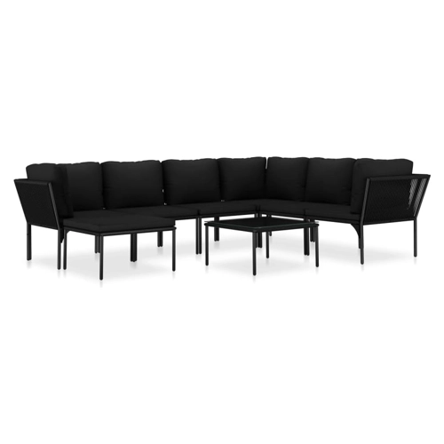 Bild von vidaXL Gartenlounge-Set, 8-tlg. Garten-Lounge-Set mit Auflagen Schwarz PVC