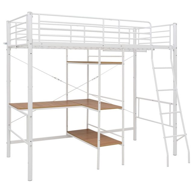 Bild von vidaXL Etagenbett mit Tischrahmen Weiß Metall 90x200 cm621526
