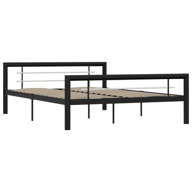 Bild von vidaXL Bettgestell Bettgestell Schwarz und Weiß Metall 140200 cm Bett Bettrahmen Bettgest