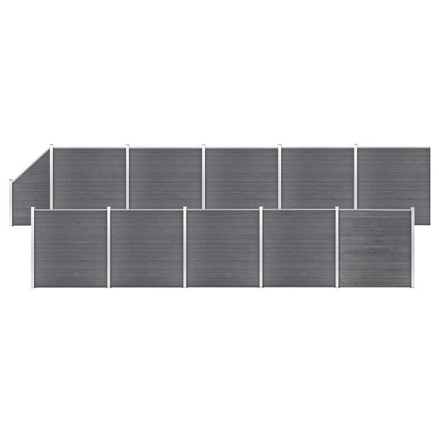 Bild von vidaXL Gartenzaun WPC Zaun-Set 10 Quadrate + 1 Schräge 1830x186 cm Grau, (1-St)