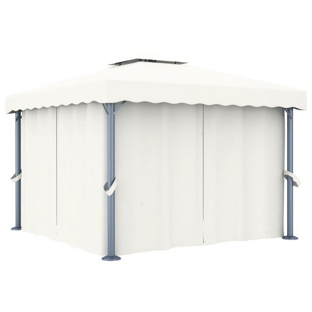 Bild von vidaXL Pavillon Pavillon Gartenzelt mit Vorhang 3x3 m Cremeweiß Aluminium