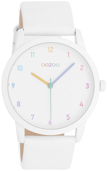 Bild von OOZOO Quarzuhr Damenuhr C11059 Bunt Lederband Weiss 38 mm C11059