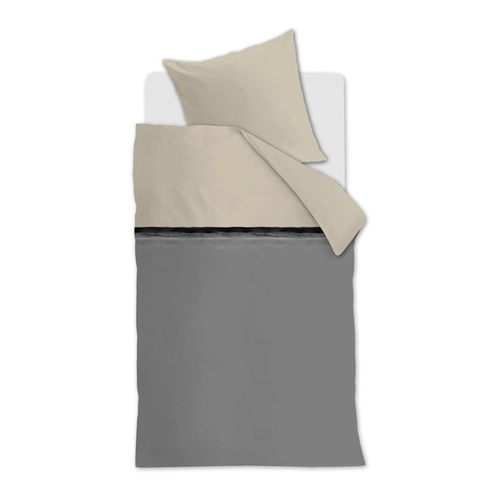 Bild von vtwonen Duo Colour Bettwäsche-Set 2 TLG. - 155x220 - Grau - Baumwollsatin - mit Reißverschluss