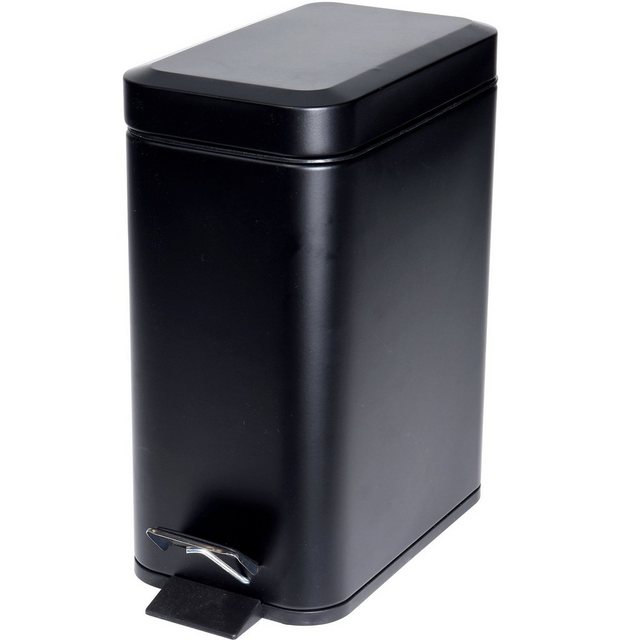 Bild von Storage Solutions Metall Mülleimer Treteimer Abfalleimer Kosmetikeimer 5L, Abfalleimer, Schwarz
