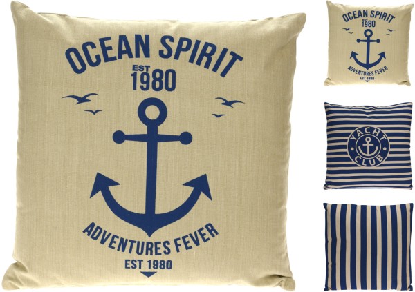 Bild von Maritimes Kissen dunkelblau/beige in drei Varianten "Beige- ""Ocean spirit"""