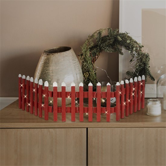Bild von ECD Germany Weihnachtsfigur Deko Holz Zaun Mini Gartenzaun Mini-Lattenzaun Weihnachtsbaum-Zaun, Mit Timer