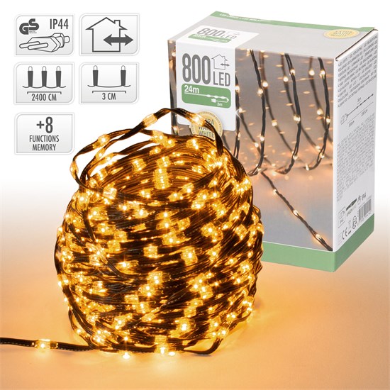 Bild von LED Micro Cluster Lichterkette 24 m mit 800 warmweißen LEDs und 8 Funktionen