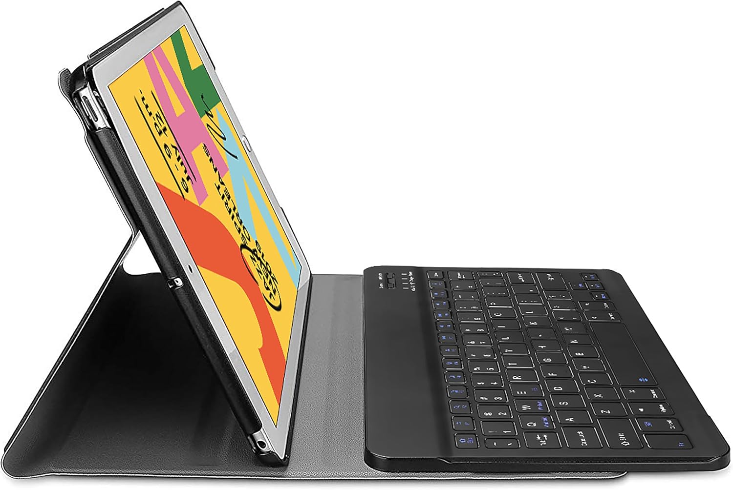 Bild von Cazy Tastatur Hülle Kompatibel mit iPad 2021 (9th Gen)/2020 (8th Gen)/iPad 2019 (7th Gen) - Schutz Etui mit magnetisch Abnehmbarer Tastatur - Layout: QWERTY