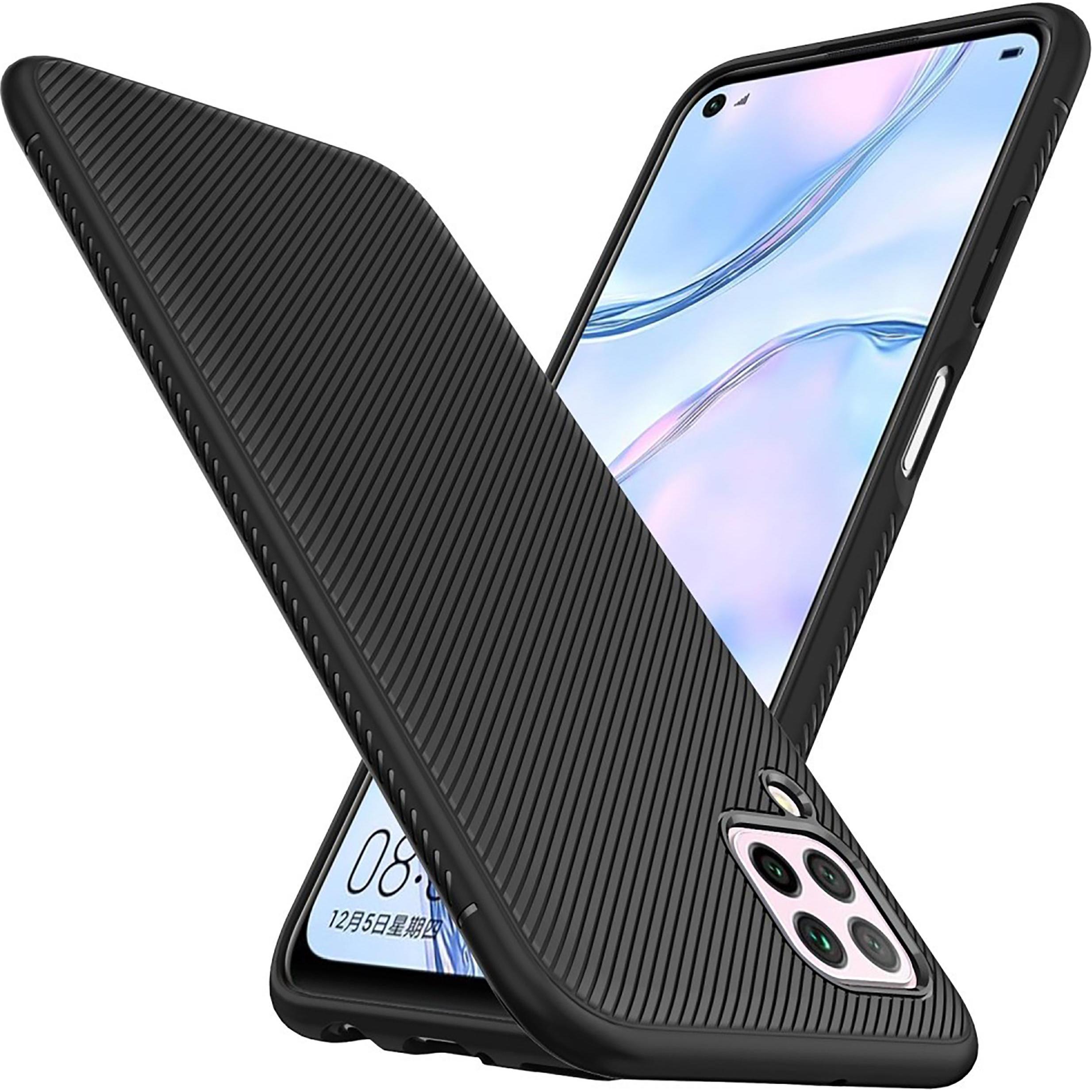 Bild von Cazy Hülle Kompatibel mit Huawei P40 Lite - Schützhulle Texture Back Cover Kunststoff - (Huawei P40 Lite), Smartphone Hülle, Schwarz