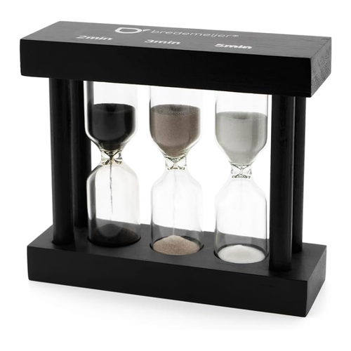 Bild von Bredemeijer schwarzer Tea-Timer aus Holz - kleine 3-fache Tee Sanduhren für 2,3 und 5 Minuten Ziehzeit