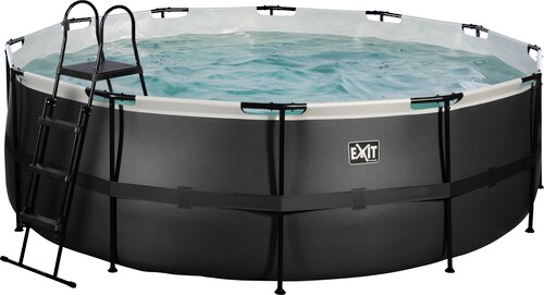 Bild von EXIT Toys Black Leather Pool - ø427x122cm - Großer, Runder Rahmenpool mit Sandfilterpumpe - Extra tiefer Pool - Starker Rahmen - Inklusive Poolleiter - Einzigartiges Design - Schwarz