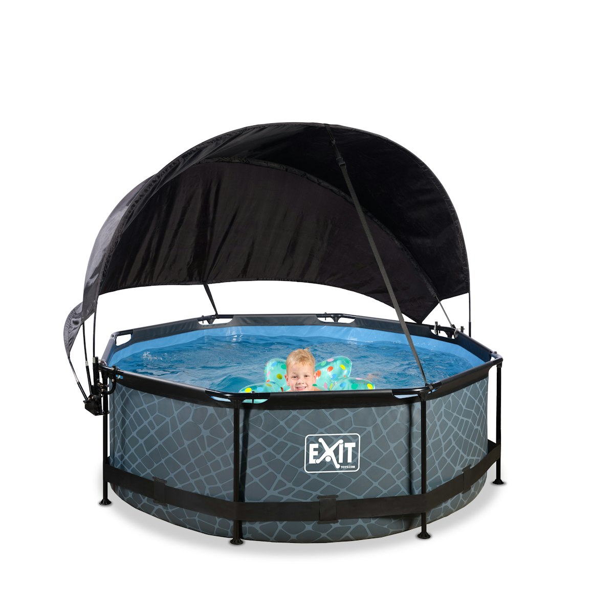 Bild von Exit Rahmenpool mit Kartuschenfilteranlage und Sonnensegel 220 x 150 x 65 cm grün