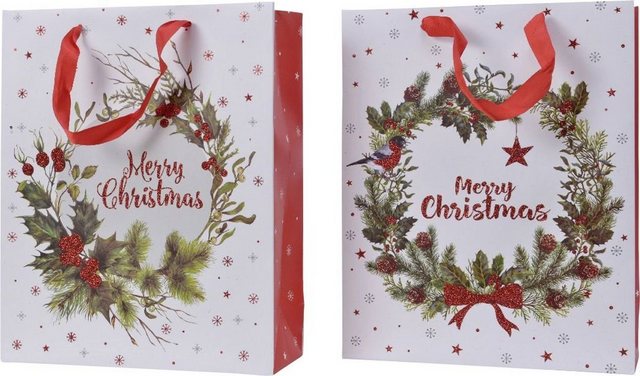 Bild von Kaemingk Papiertasche Weihnachten mit Girlande Merry Christmas 10 x 26 x 32 cm 1 Stück