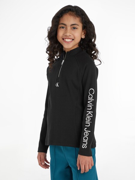 Bild von Calvin Klein Jeans Langarmshirt »HERO LOGO RIB ZIP UP LS TOP«