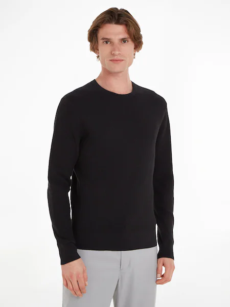 Bild von Calvin Klein Rundhalspullover »WAFFLE STRUCTURE SWEATER«, mit Markenlabel