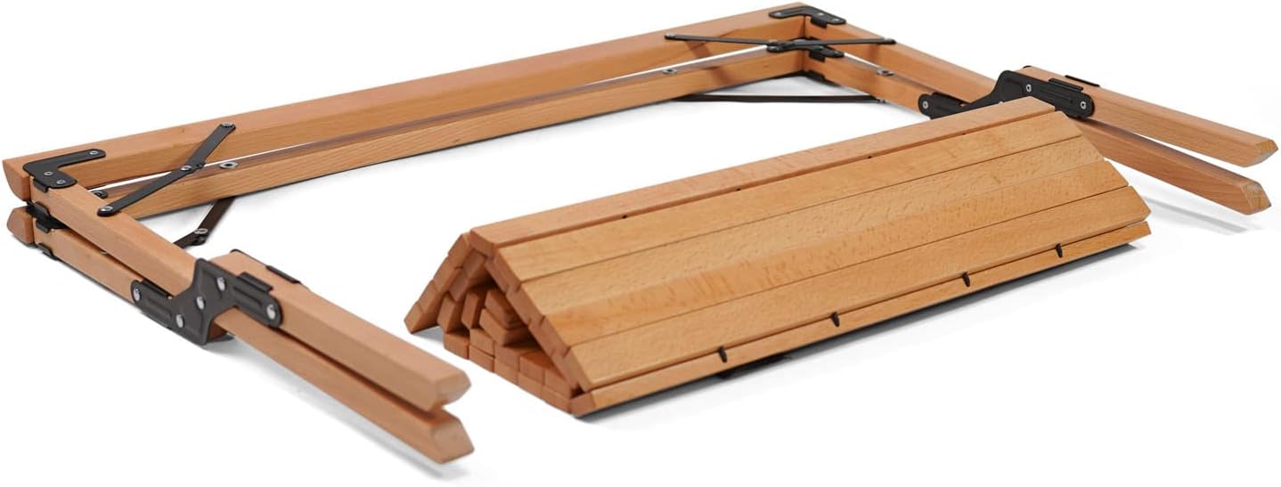 Bild von Human Comfort Campingtisch Campingtisch Fixin M Rolltisch, Lamellen Falttisch Holz 105 x 70 cm