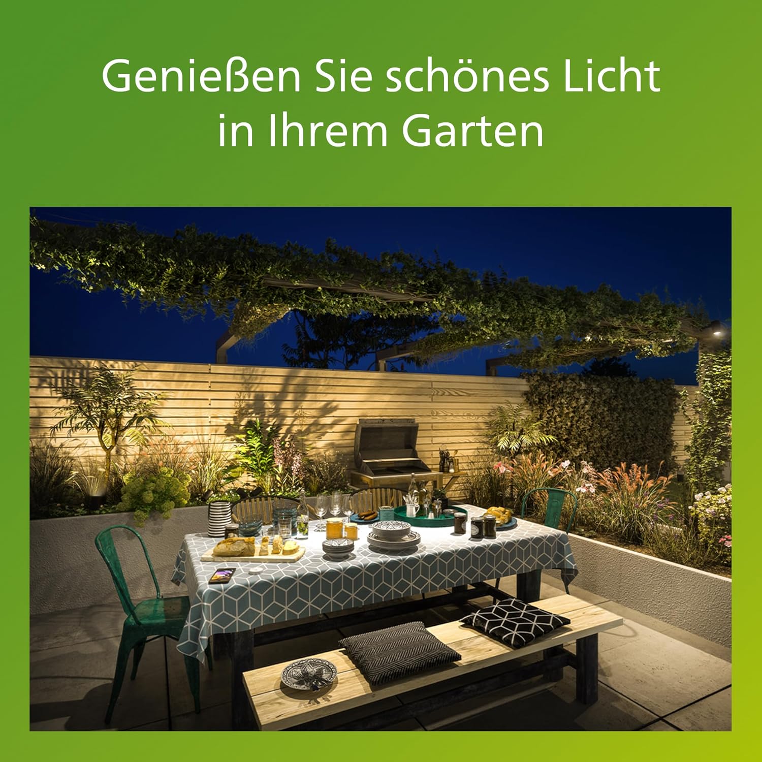 Bild von Philips Outdoor Kyrie Wandleuchte 12W, 2700 Kelvin warmweißes Licht, IP44 wetterfest, schwarz