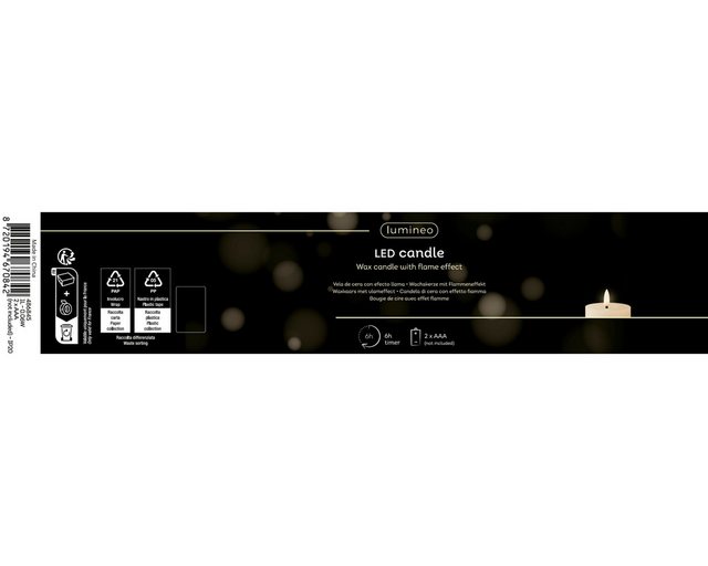 Bild von Lumineo LED-Christbaumkerzen Lumineo LED Wachskerze Hellgrau 12,3 x 7,5 cm, geriffelt, 6h-Timer, Batteriebetrieben, 6h-Timer, Indoor