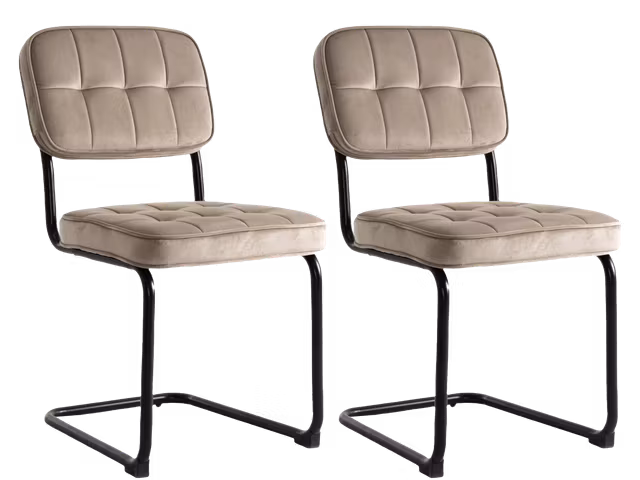 Bild von Furnihaus Esszimmerstühle 2er Set Flexa - Nerz - Metallbein - Samt