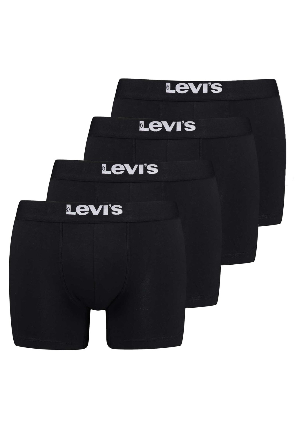 Bild von Levi’s Einfarbige Basic-Boxershorts, weiche Herrenunterwäsche aus Bio-Baumwolle mit elastischem Bund und doppelter Einlage, kein Hochrutschen, 4er-Pack