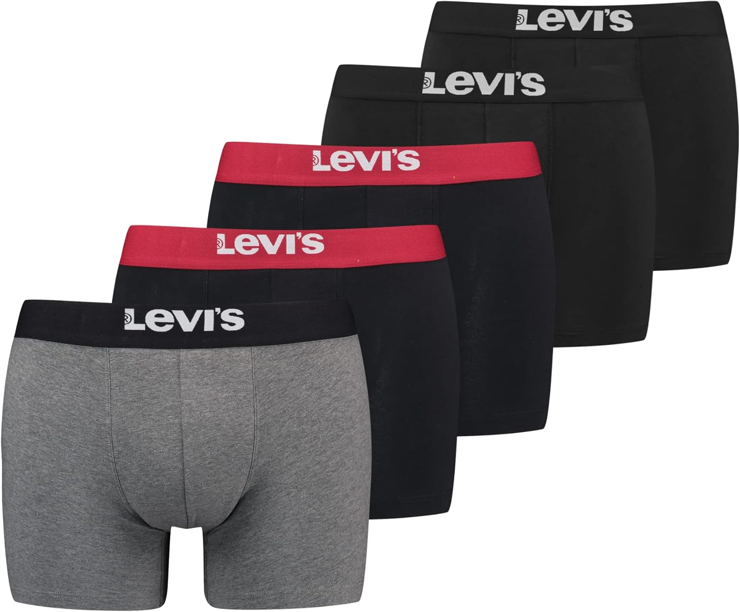 Bild von LEVI'S 5er Pack Solid Boxer Original Cotton M-Black/red/grey 003