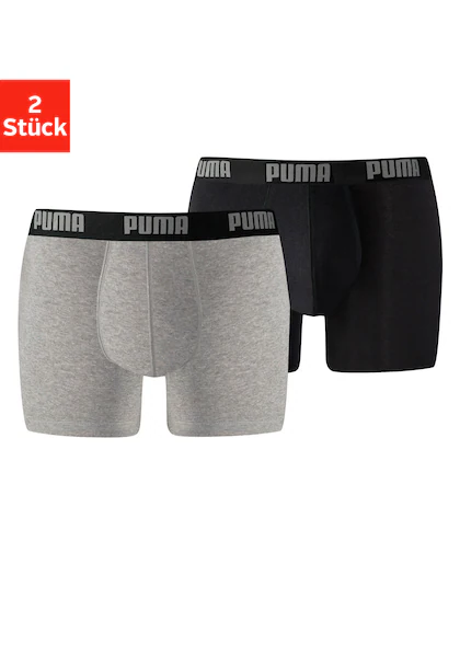 Bild von Puma, Herren, Unterhosen, Basic Boxer, Schwarz, Grau, (XL, 2er Pack)