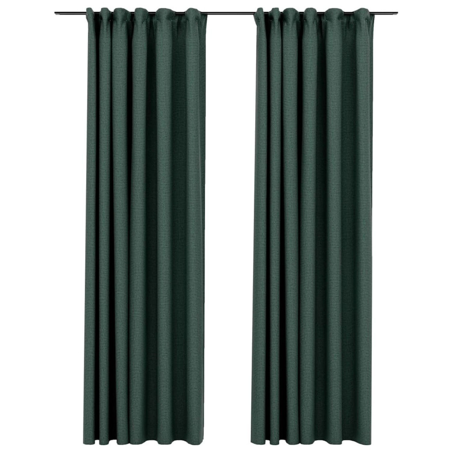 Bild von vidaXL Verdunkelungsvorhänge Haken Leinenoptik 2 Stk. Grün 140x245 cm (321190)