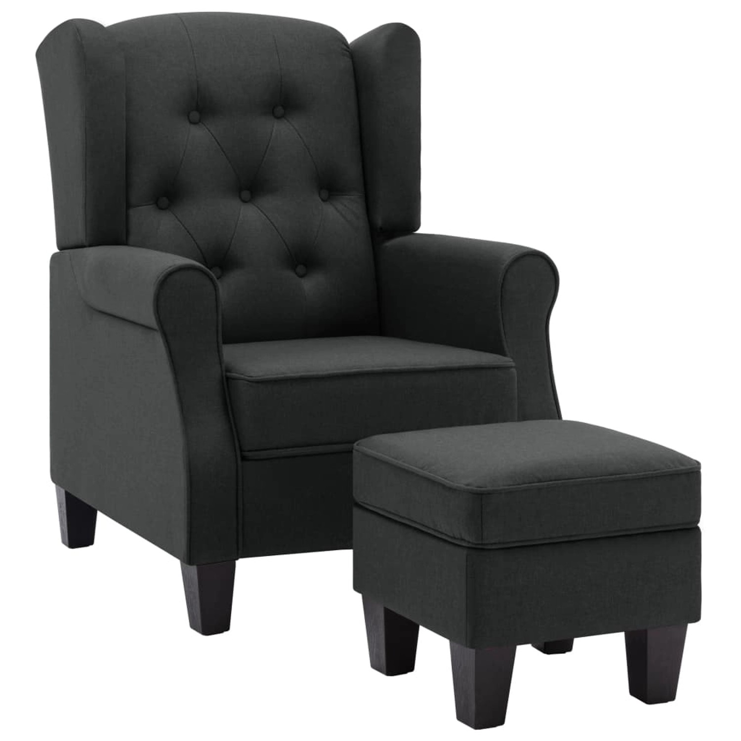 Bild von vidaXL Sessel mit Fußhocker Dunkelgrau Stoff