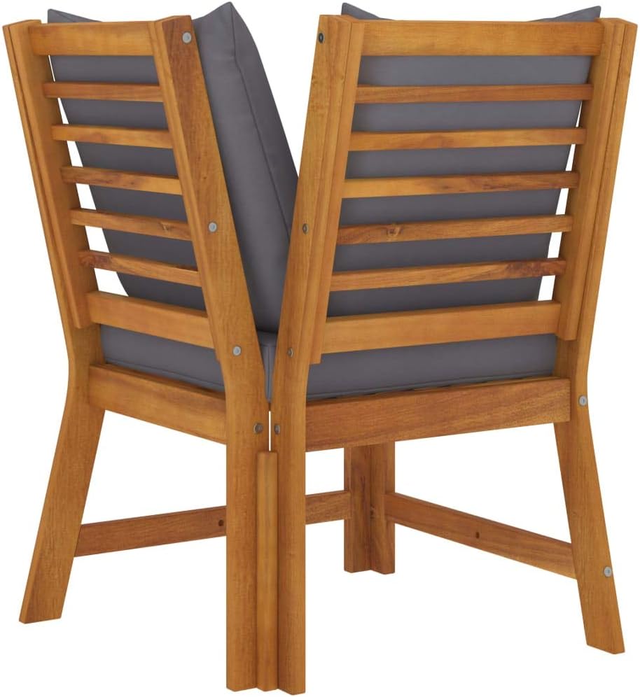 Bild von vidaXL Akazienholz Massiv Gartenmöbel 3-TLG. mit Dunkelgrauem Kissen Sofa Lounge Sitzgruppe Garnitur Gartensofa Ecksofa Mittelsofa Couchtisch Gartenset