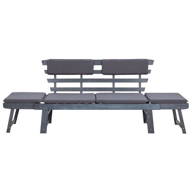 Bild von VidaXL Gartenbank mit Auflagen 2-in-1 190 cm Grau Massivholz Akazie
