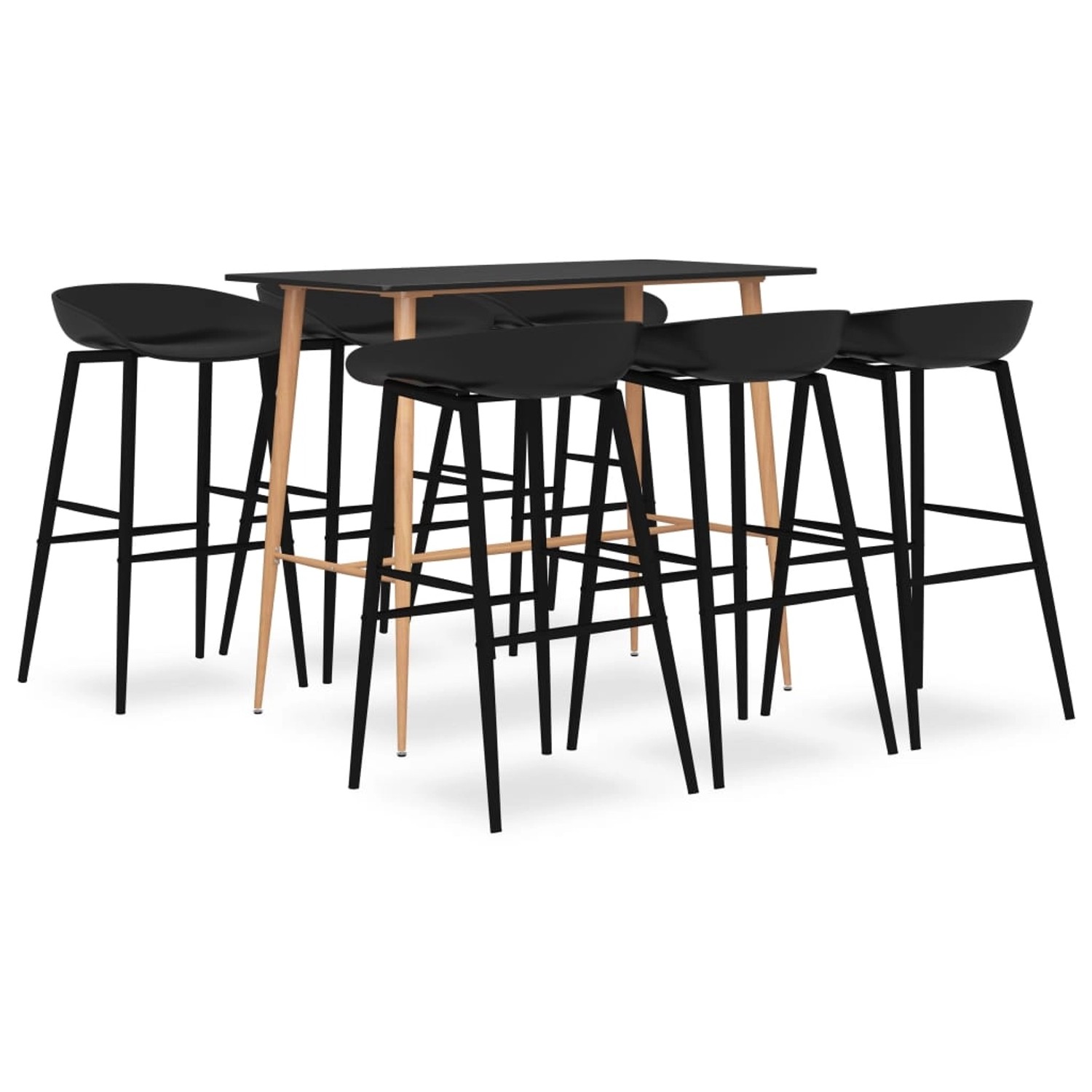 Bild von vidaXL Essgruppe 7-tlg. Bar-Set Schwarz, (7-tlg)
