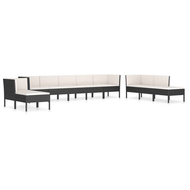 Bild von vidaXL 10-tlg Garten-Lounge-Set mit Auflagen Poly Rattan Schwarz Modell 1