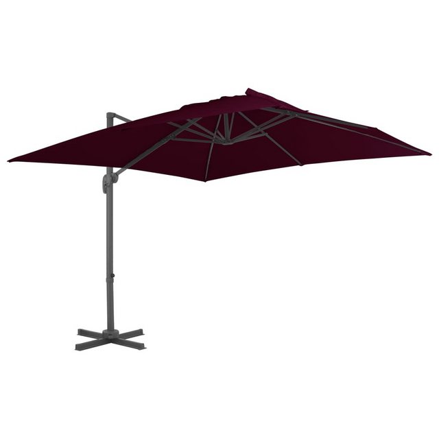 Bild von vidaXL Ampelschirm mit Aluminium-Mast Sonnenschirm Gartenschirm Marktschirm Strandschirm Schirm Kurbelschirm Bordeauxrot 300x300cm