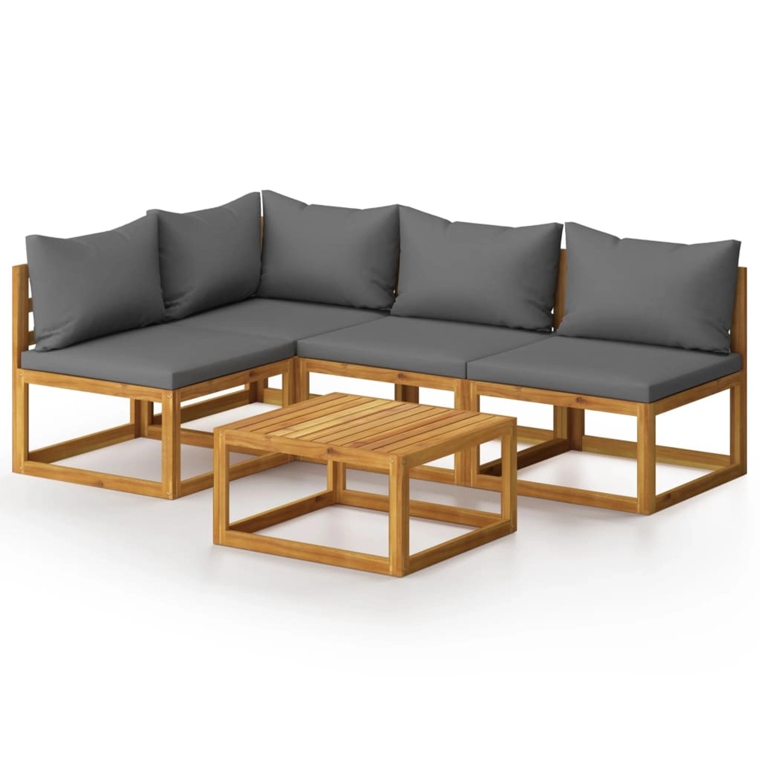 Bild von vidaXL Gartenlounge-Set, 5-tlg. Lounge Set mit Auflagen Massivholz Akazie