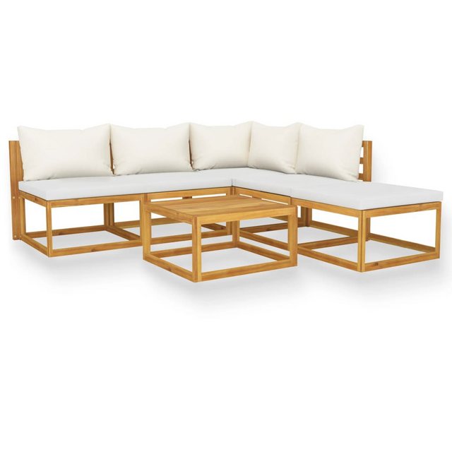 Bild von vidaXL 6-tlg. Garten-Lounge-Set mit Auflagen Creme Massivholz Akazie