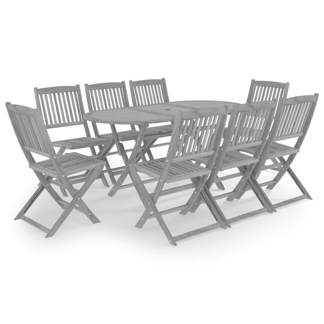 Bild von vidaXL 9-tlg Garten-Essgruppe Massivholz Akazie Grau Modell 2
