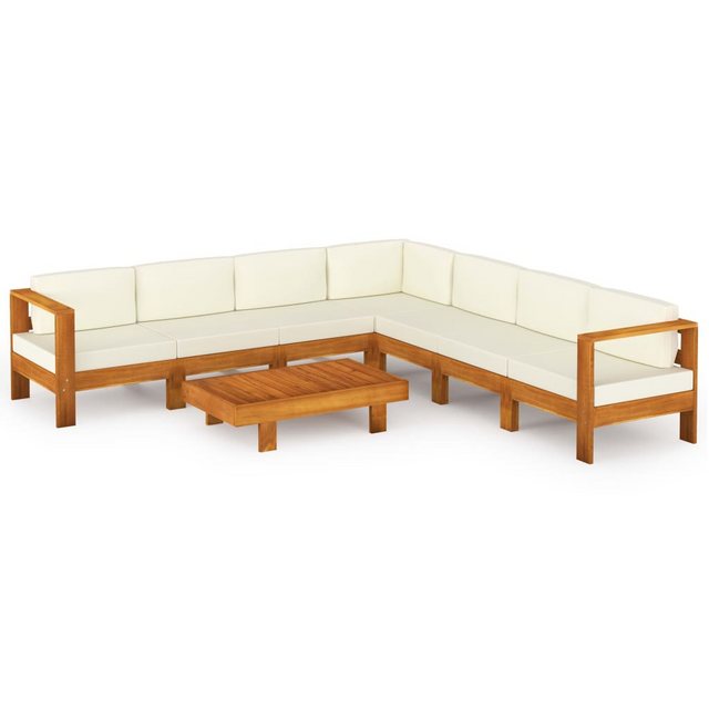 Bild von vidaXL Gartenlounge-Set 8-tlg. Garten-Lounge-Set mit Creme Auflagen Massivholz, (1-tlg)