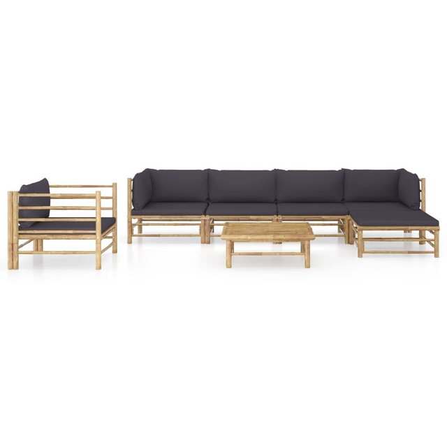 Bild von vidaXL 7-tlg Garten-Lounge-Set mit Dunkelgrauen Kissen Bambus Modell 1